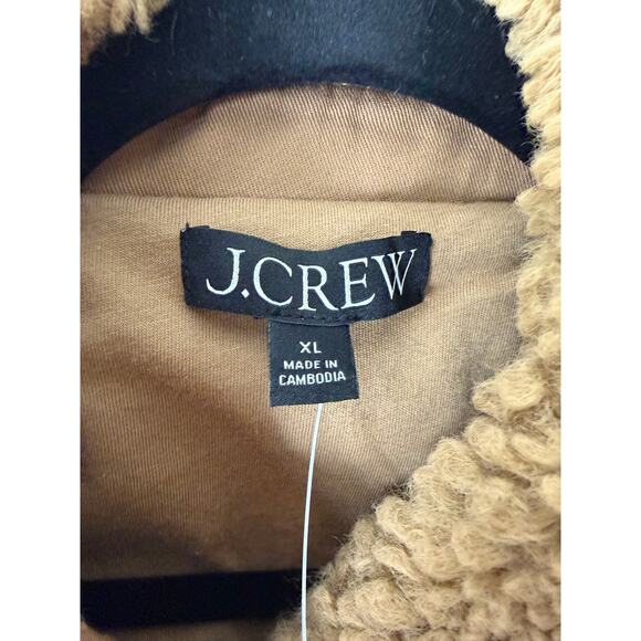 NWT J.CREW JACKET SHERPA BORG BARN CAMEL TAN BLACK LONGLINE MINIMALIST WINTER - Picture 6 of 13